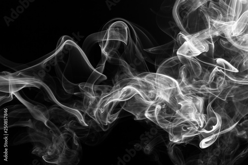 Fototapeta Naklejka Na Ścianę i Meble -  White smoke abstract on black background, fire design