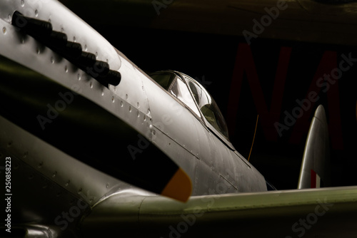 Canvas-taulu Cockpit and exhaust of a natural metal finish Supermarine Spitfire fighter plane
