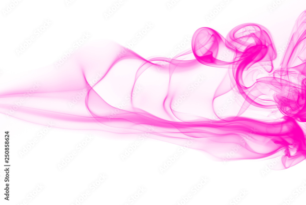 Beautiful pink smoke abstract isolated on white background