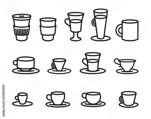 Vector illustration concept of Coffee cup line sketch icon . Icon on white background