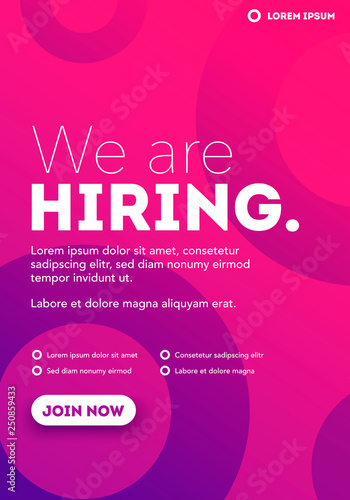 We are Hiring, Join Our Team, Poster or Banner Design. Job Vacancy Advertisement Concept.