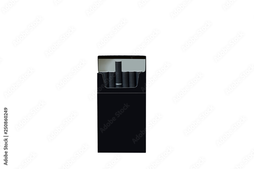 A black pack of cigarettes is worth it. White isolate A black pack of cigarettes is worth it. White isolate