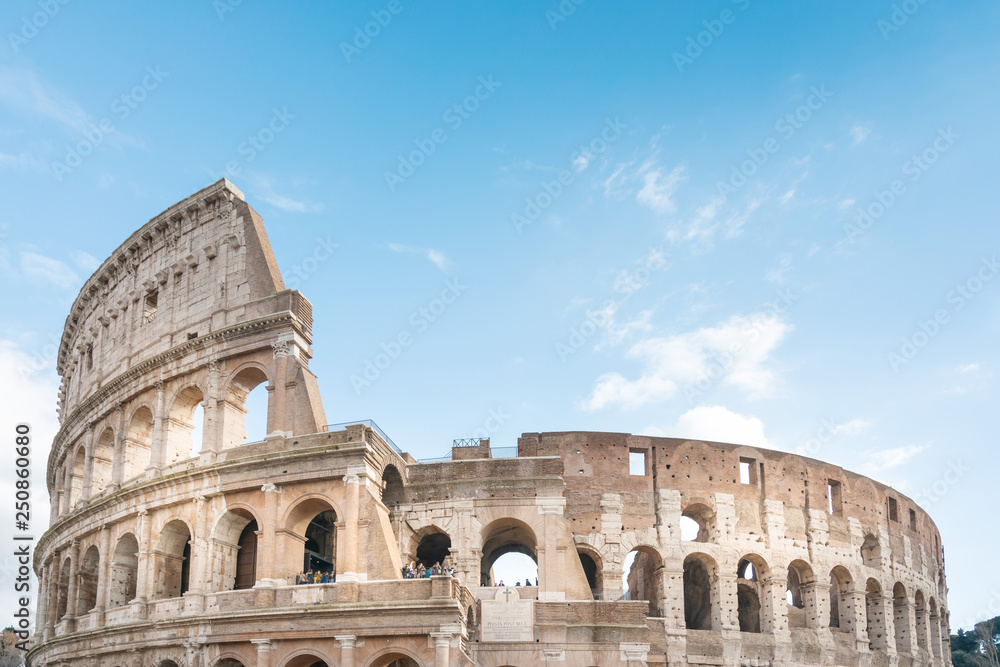 ROME, ITALY - January 17, 2019: Roman amphitheatres in Rome, circular or oval open-air venues with raised seating built by the Ancient Romans, Rome, ITALY