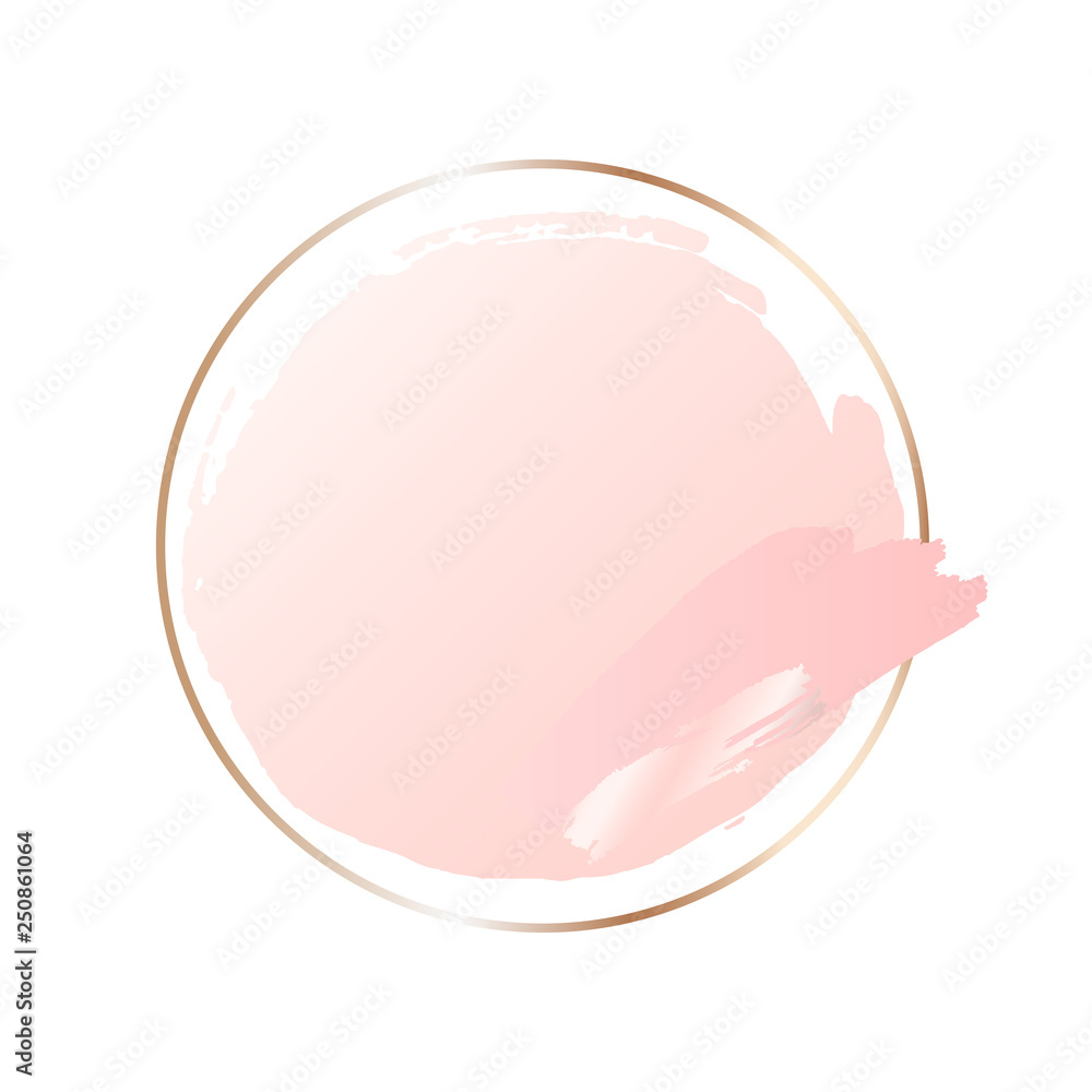 Abstract pink brush background with round geometric frame rose gold color. Logo  background for beauty and fashion Stock Vector | Adobe Stock