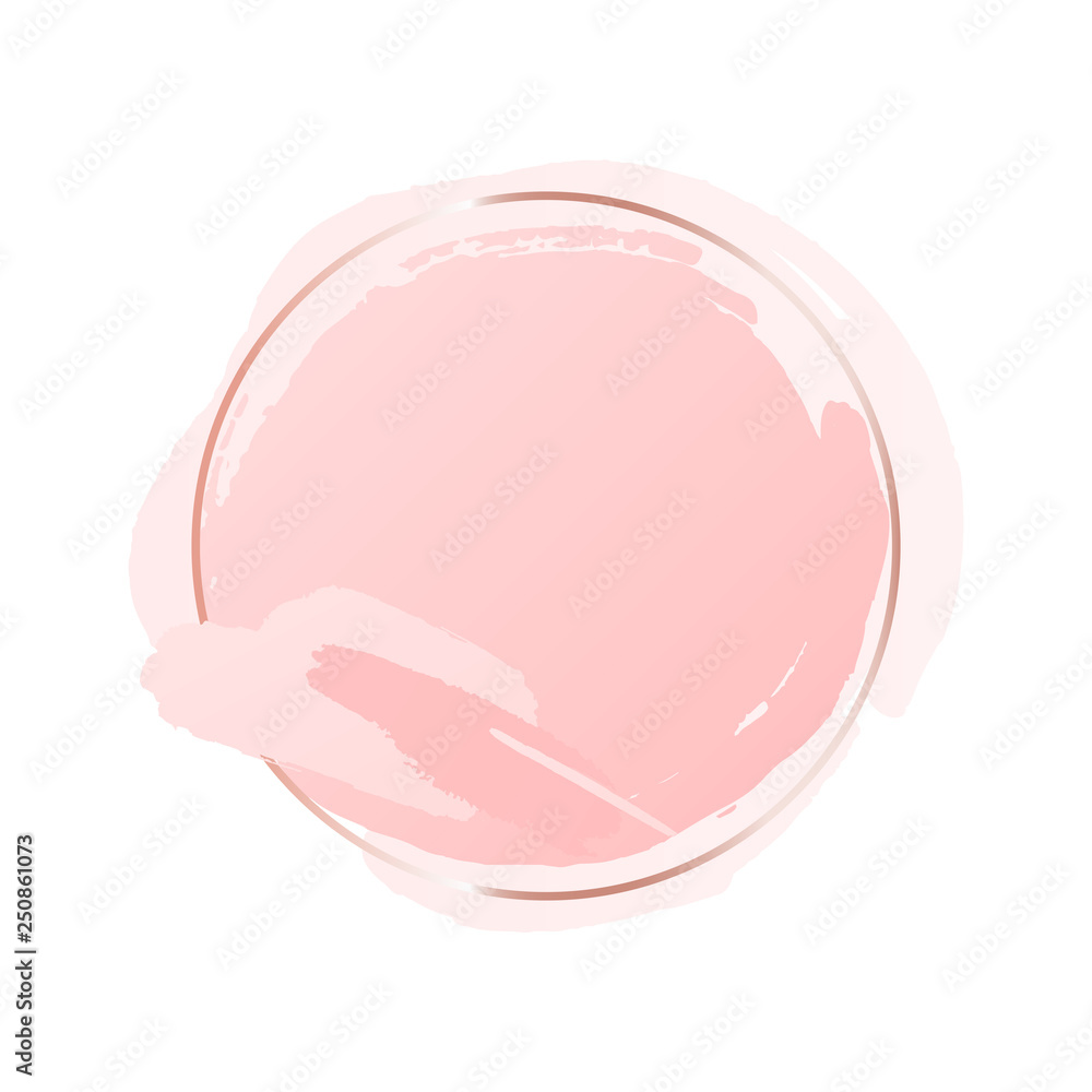 Abstract pastel pink brush background with round geometric frame rose gold  color. Logo background for beauty and fashion Stock Vector | Adobe Stock