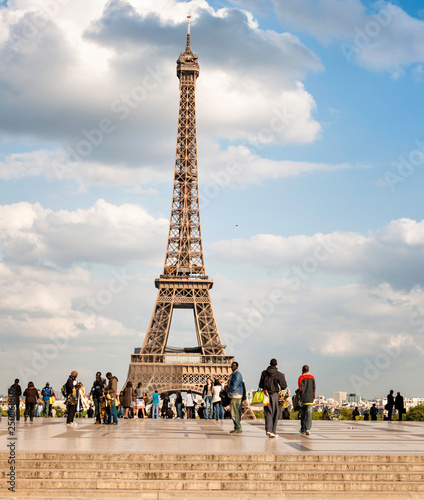 Paris, France - Mayo 17, 2010: View of The Eiffel Tower. Paris is one the most visited city of the World and attracts millions of visitors every year.