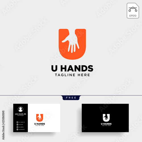 minimal u letter, initial hand logo template vector illustration icon element