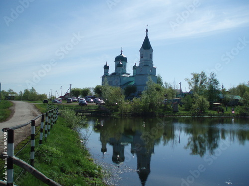 reflection of the temple in the water red keys Samara region
