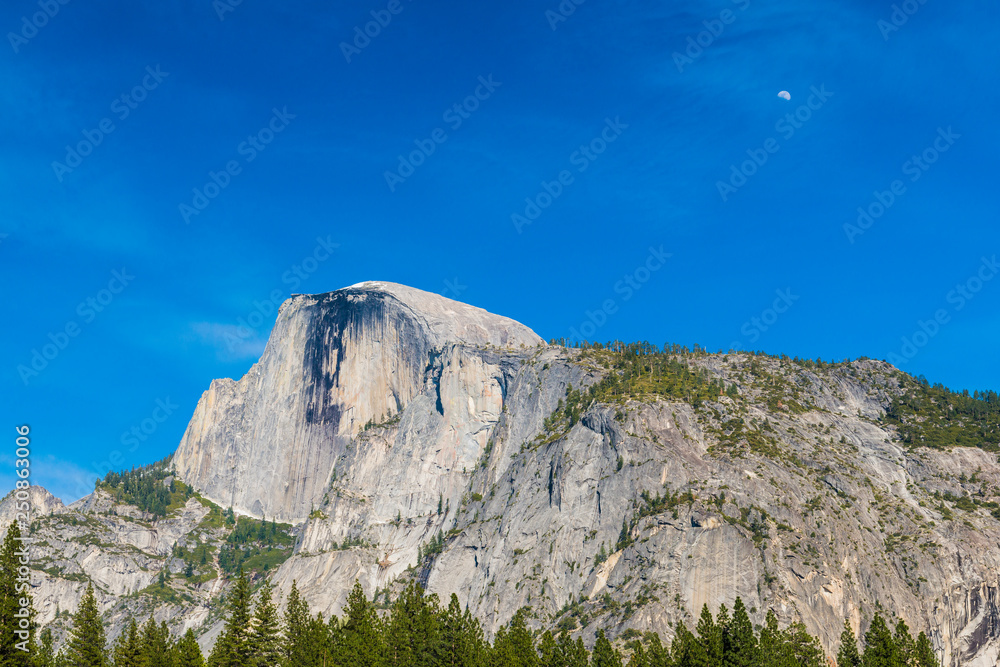 Half Dome with Moon
