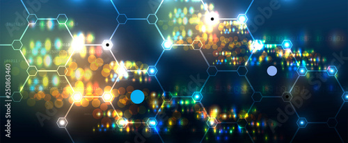 Abstract hexagon background. Technology poligonal design. Digital futuristic minimalism
