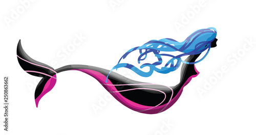 Vector illustration of a mermaid silhouette