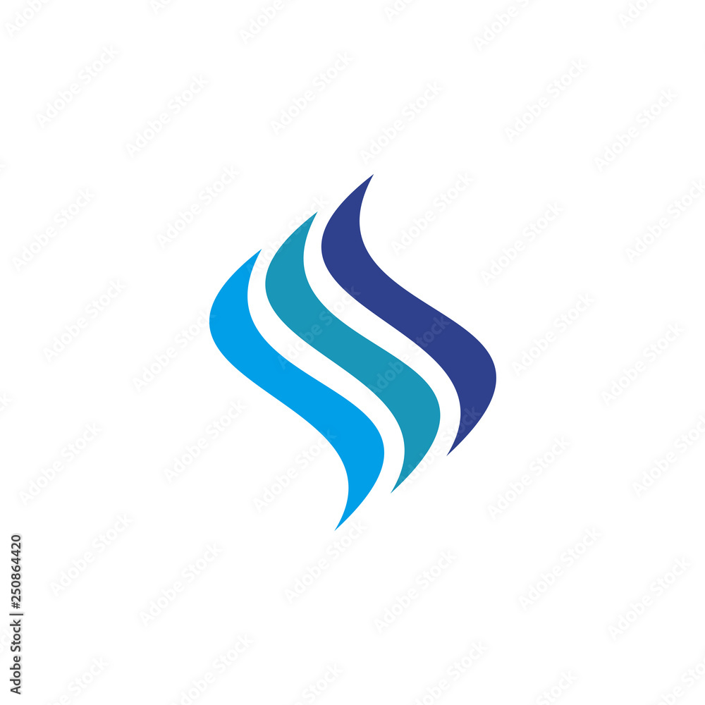 Naklejka premium Wave logo design vector template