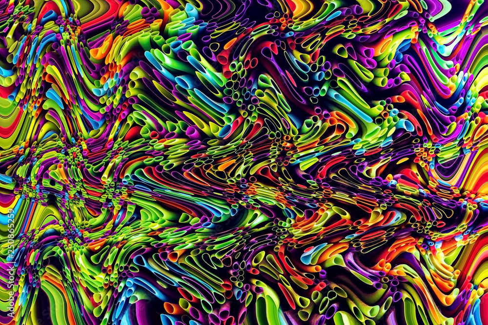 Abstract picture from many deformed colorful tubes.