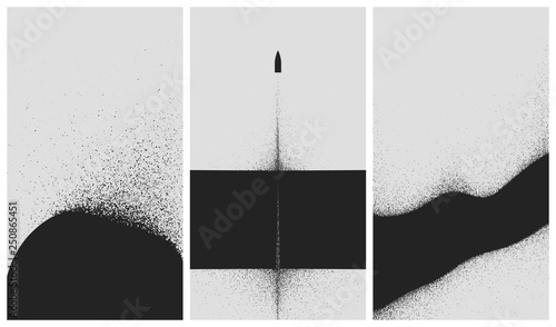 Vászonkép Set of black and white backgrounds with dust explosion and particle spraying
