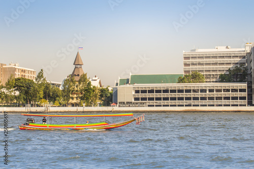 Thammasat University, Tha Pachan campus view from Chao Phraya River. Thammasat is Thailand's second oldest institute of higher education, established in 1934 near the Grand Palace in Bangkok Old City. photo