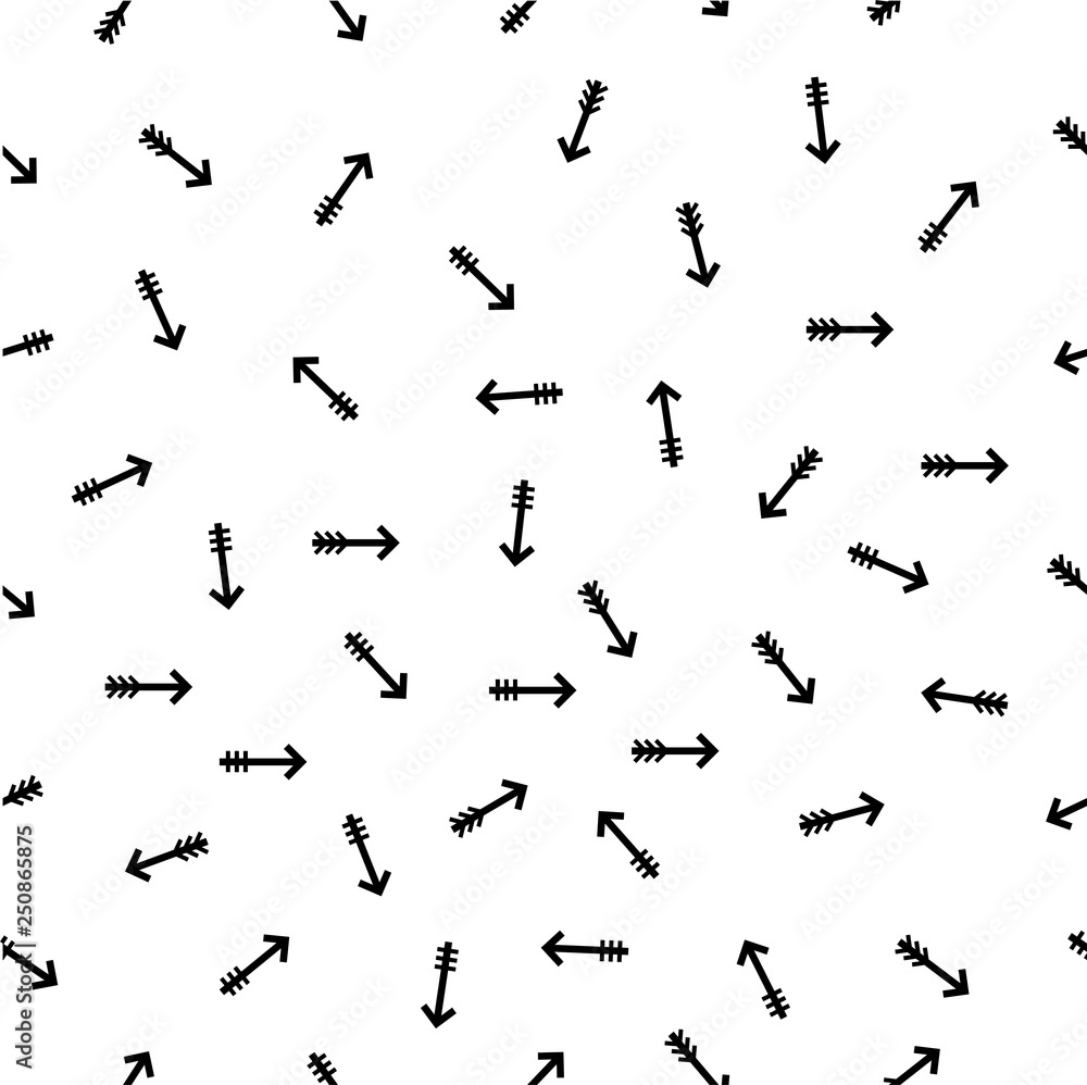 Fototapeta premium Simple Vector Seamless Black Color Pattern, One Size Two Style Arrow for Background, Wrapping Paper, Curtain, Banner etc