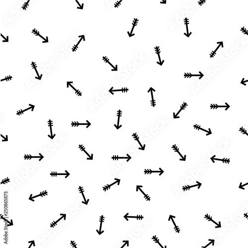 Simple Vector Seamless Black Color Pattern, One Size Two Style Arrow for Background, Wrapping Paper, Curtain, Banner etc
