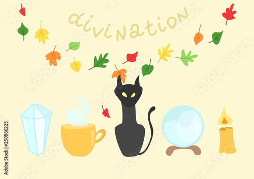 Festive composition on the theme of divination and magic. Set of witches. Good for use on a Halloween or a children's holiday