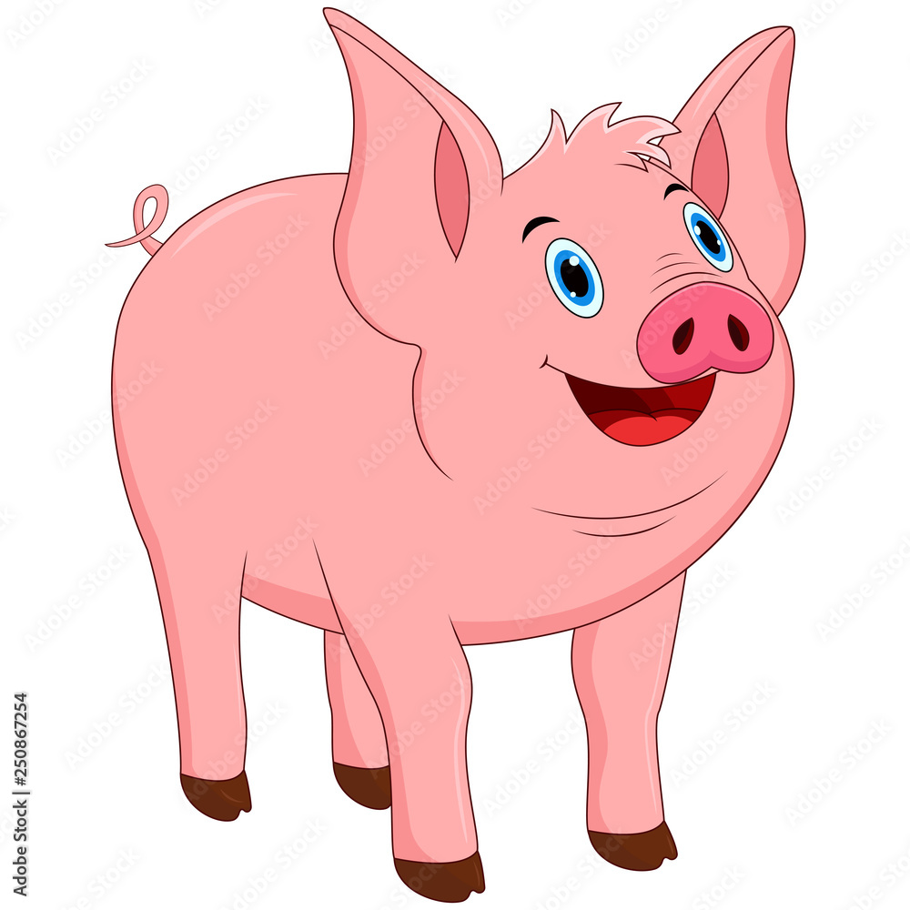 Obraz premium Vector illustration of cute pig cartoon