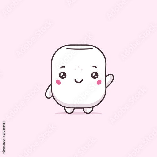 Marshmallow cartoon mascot in kawaii style vector illustration
