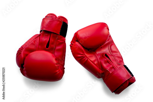 two Boxing gloves red isolated on white background 3