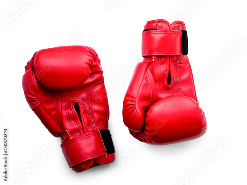 two Boxing gloves red isolated on white background 2