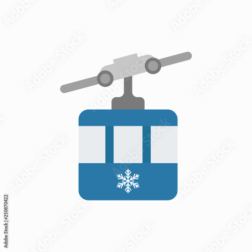 Ski cable lift icon for ski and winter sports. Funicular. Vector illustration. EPS 10.