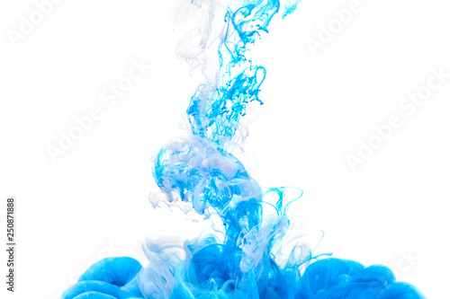 Ink in water. Abstract background. . Ink swirling in water. Ink in water isolated on white background. Colorful ink in water.