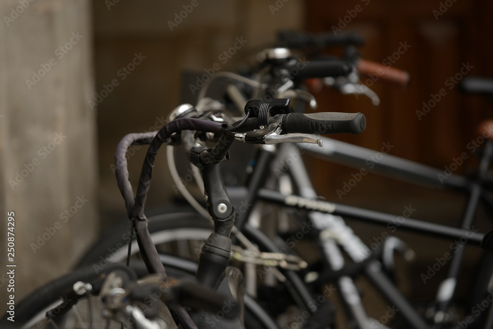 Bicycles parked and locked in different places in the center of the city of Vitoria-Gasteiz (Alava) Basque Country, Spain. Bicycles parked and locked in different places in the center of the city of Vitoria-Gasteiz (Alava) Basque Country, Spain.