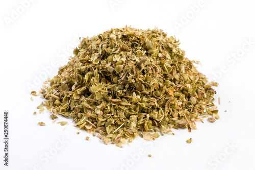oregano herb heap isolated on white background