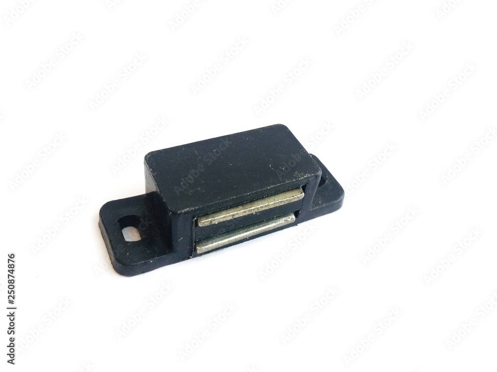 magnetic furniture latch on a white background magnetic furniture latch on a white background