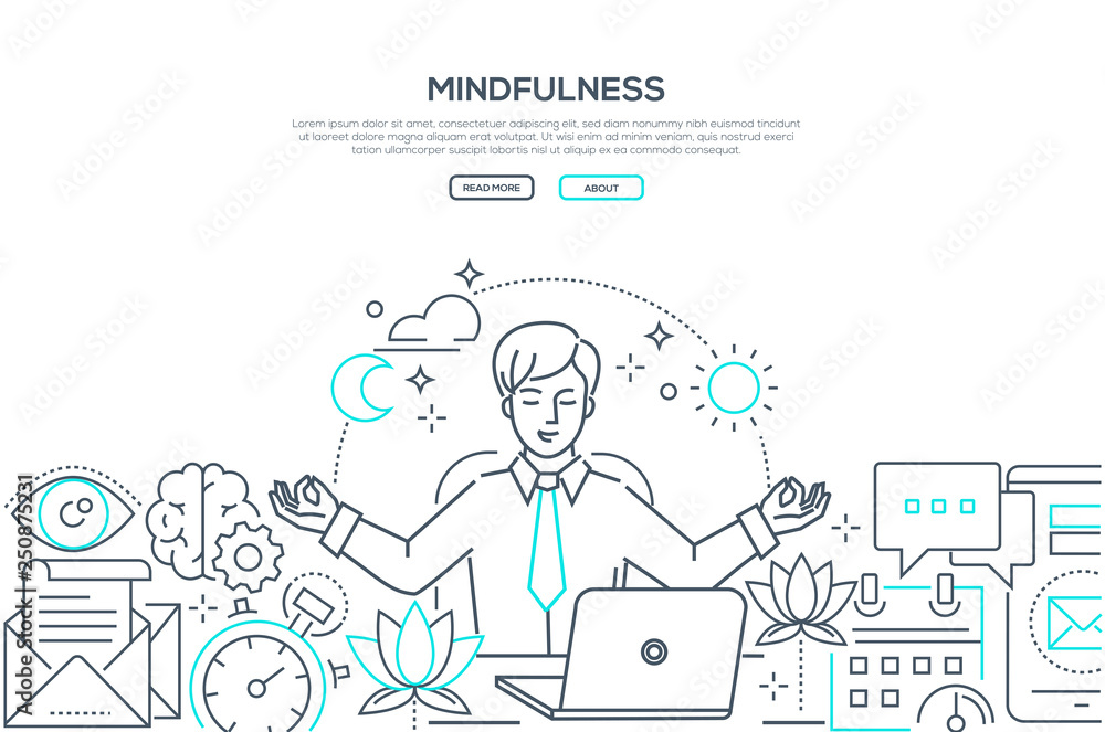 Mindfulness - modern line design style web banner Mindfulness - modern line design style web banner