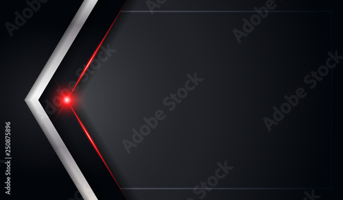 abstract arrow metallic red shiny color black frame layout modern tech design vector template background