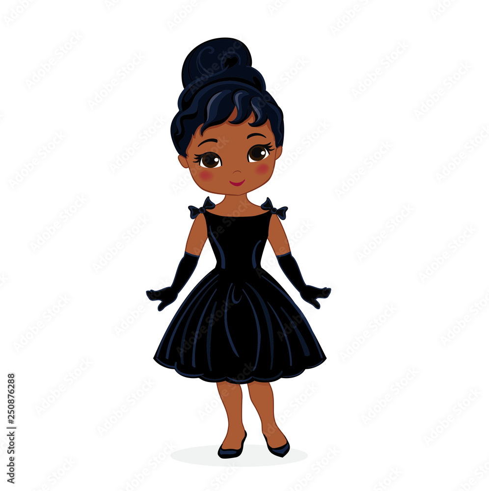 Beautiful retro woman, In little black dress with a gloves. Beautiful retro woman, In little black dress with a gloves.
