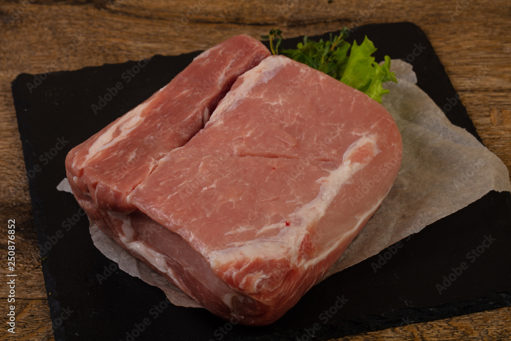 Raw pork meat for baking