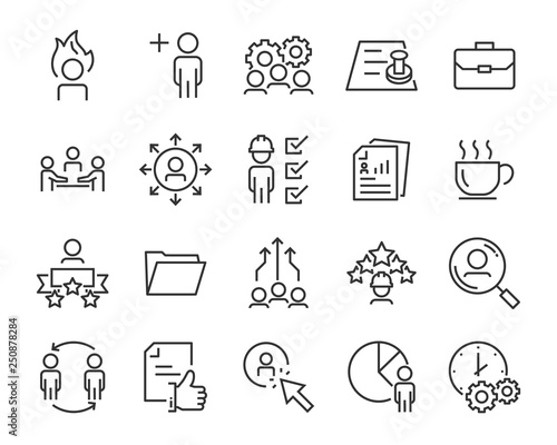 set of job seach icons ,such as work, career, traning, business, skill, meeting