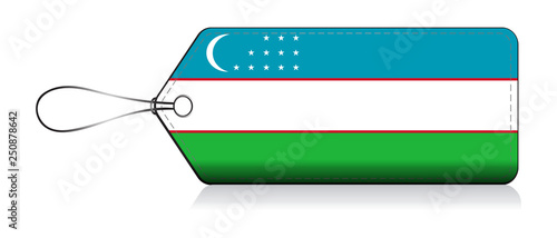 Uzbekistan flag label, Tag of product made in Uzbekistan
