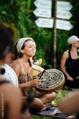 Woman with drums  photo