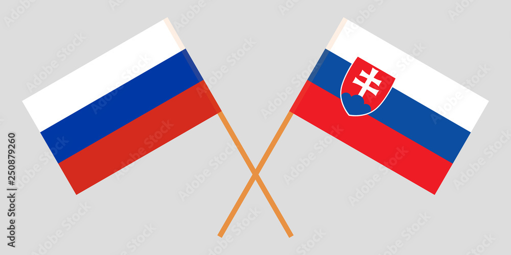 Slovakia and Russia. The Slovakian and Russian flags. Official colors. Correct proportion. Vector