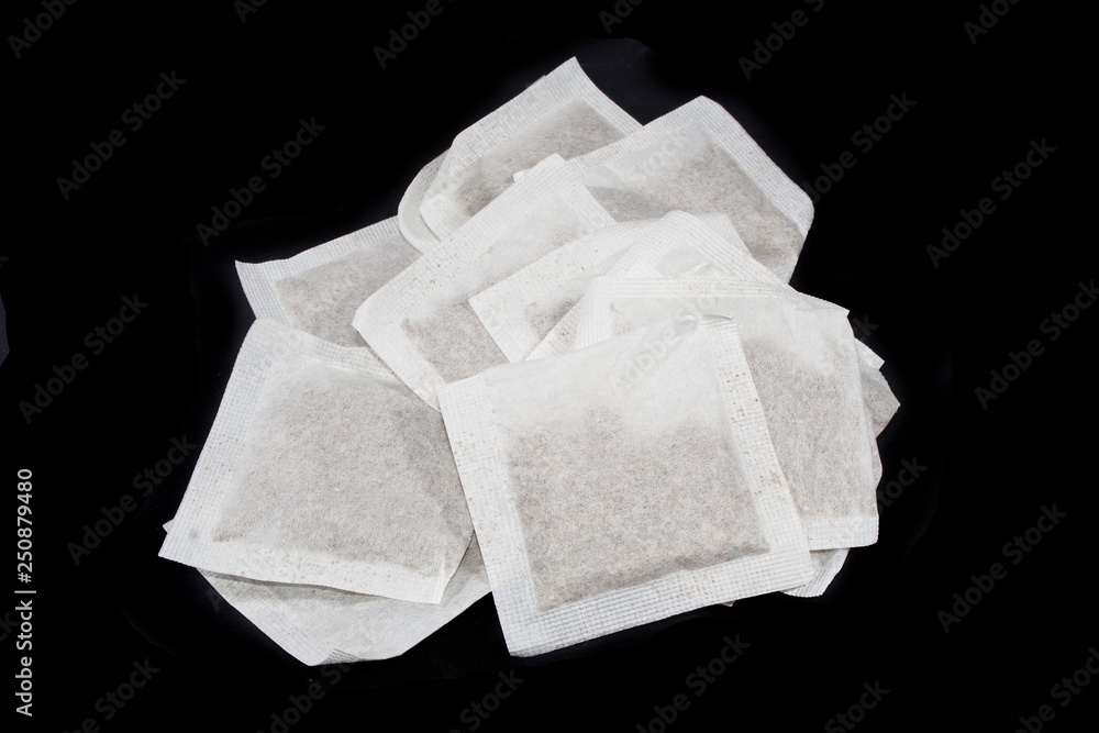 tea bag isolated on black background tea bag isolated on black background