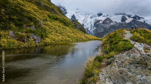 Seally Tarns Track in Mount Cook with view on the Hooker Valley  New-Zealand