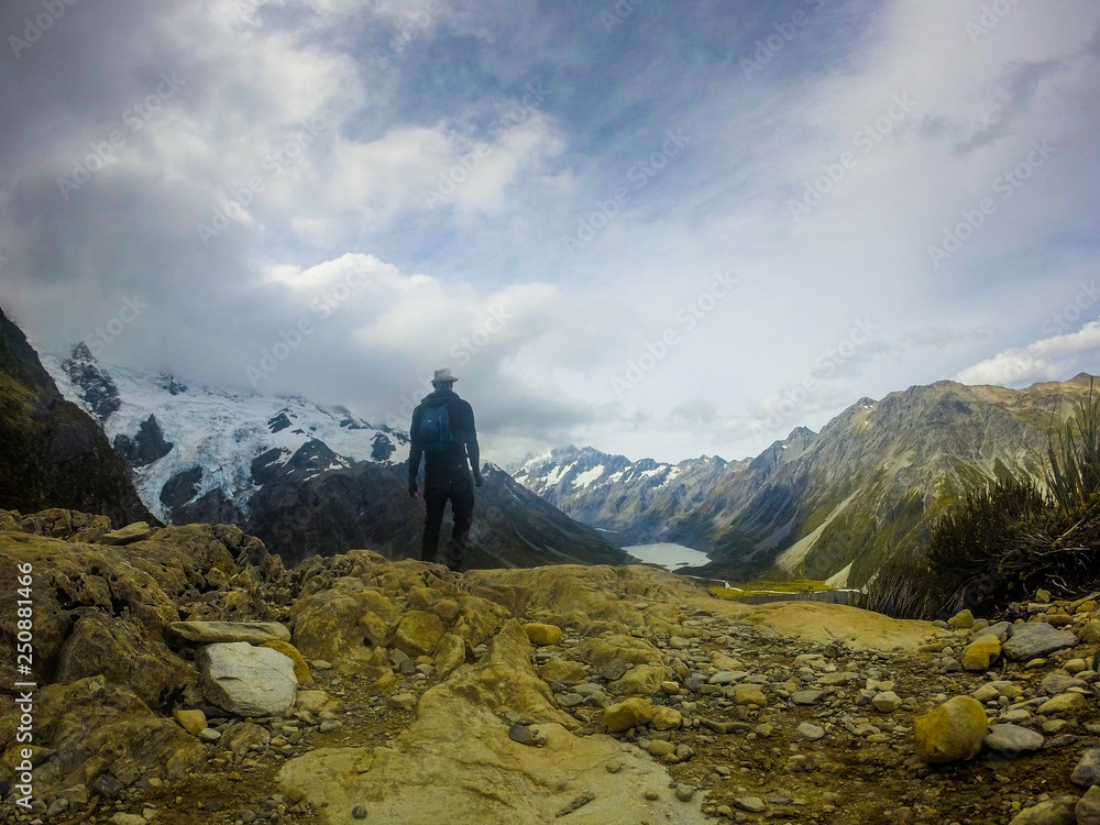 Seally Tarns Track in Mount Cook with view on the Hooker Valley, New-Zealand Seally Tarns Track in Mount Cook with view on the Hooker Valley, New-Zealand