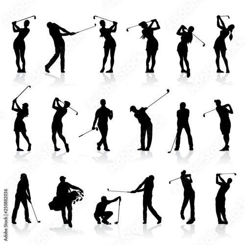 Male and Female Golf Silhouettes Set