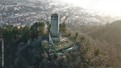 Flight over Baradello Tower - Como (Italy)