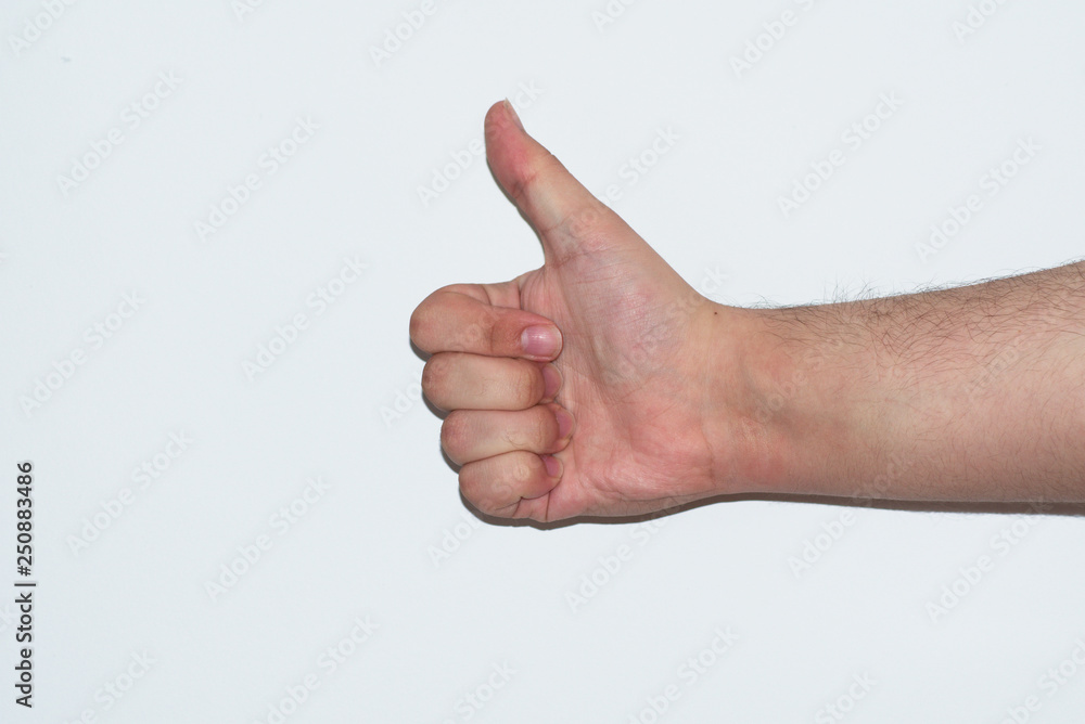 hand with thumb up isolated on white background hand with thumb up isolated on white background