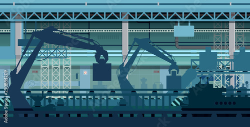 Machines are working in the industrial automation.