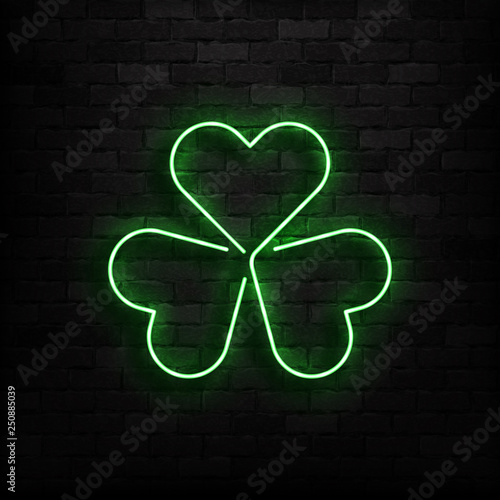 Vector realistic isolated neon sign of Clover logo for template decoration and covering on the wall background. Concept of Happy St. Patrick's Day.