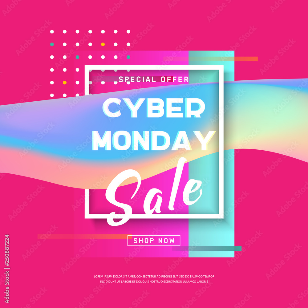 Cyber Monday concept sale banner. Vector