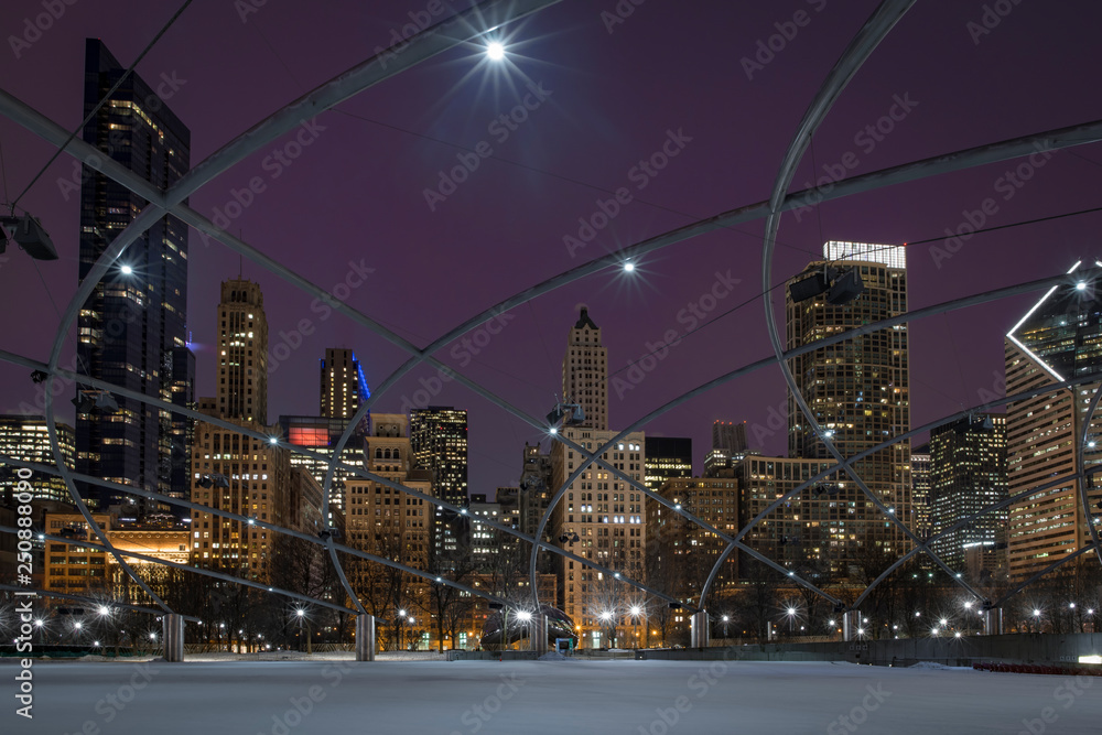 Chicago Skyline from Under the Pavillion
