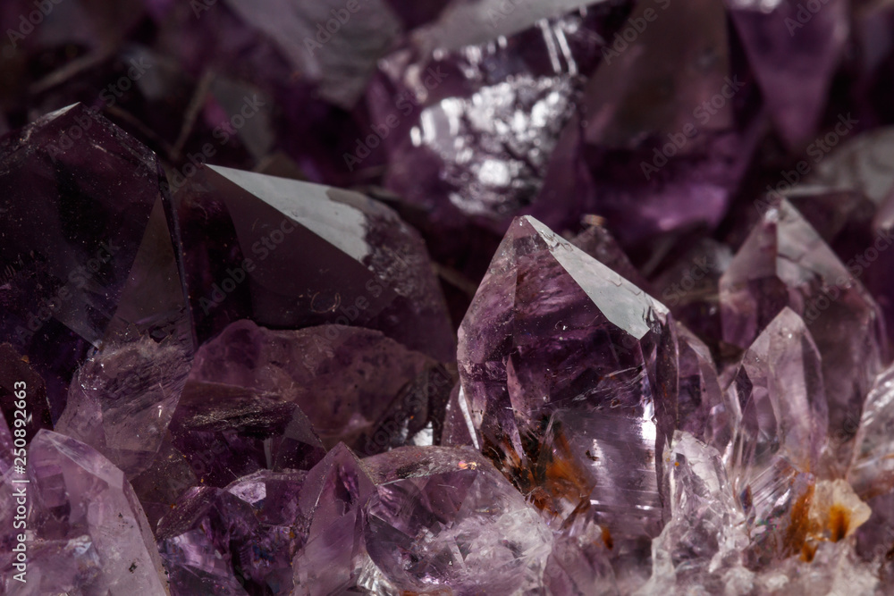 Fototapeta premium Amethyst Crystal Druse macro mineral on white background